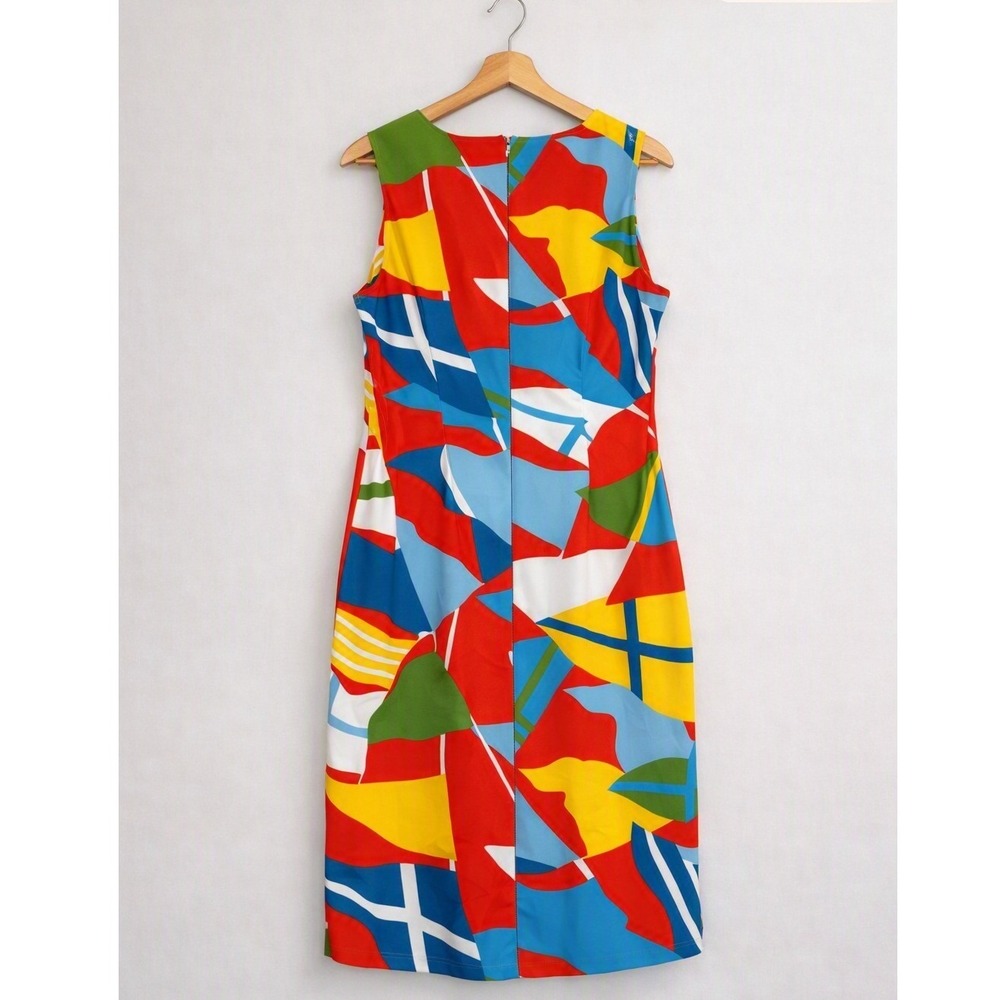 J.McLaughlin Flag Print Sleeveless Dress Multicolor Flag Pattern Women's Large - Picture 2 of 4